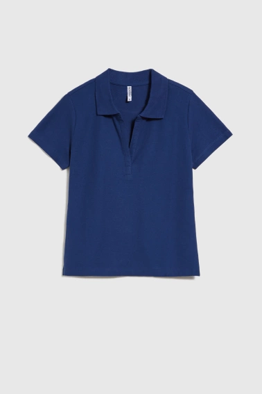 Bawełniana bluzka z kołnierzykiem granatowa 