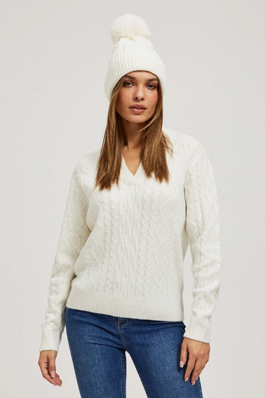 Czapka z pomponem perłowa