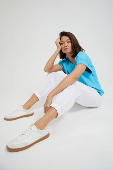 Gładkie wiskozowe spodnie białe