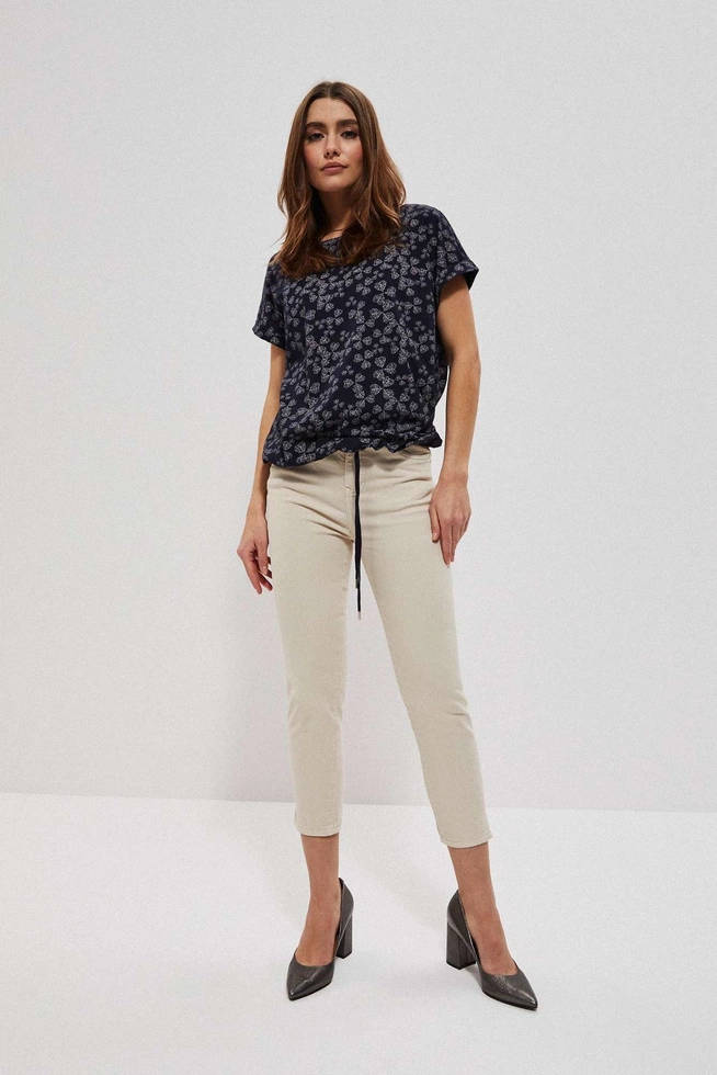 Gładkie spodnie 7/8 beżowe