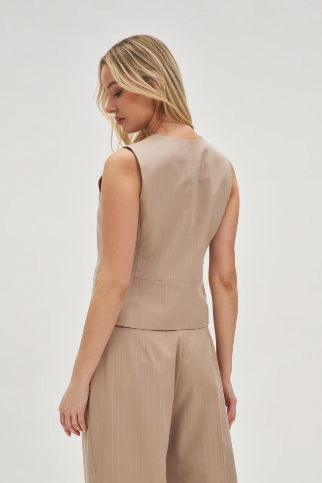 Kamizelka w paski beżowa