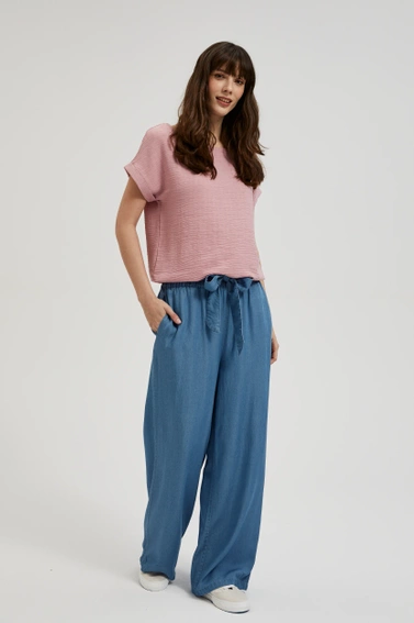 Koszula z krótkimi podwiniętymi rękawami różowa