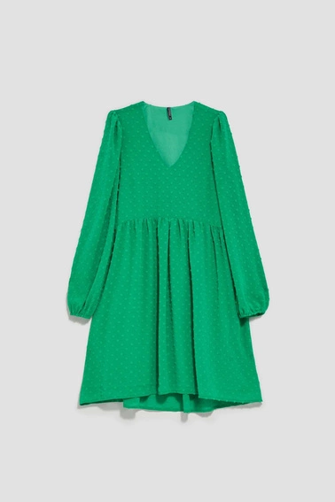 Sukienka z bufiastymi rękawami zielona