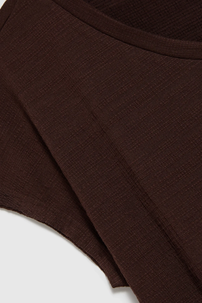 Bluzka z dekoltem w serek brązowa