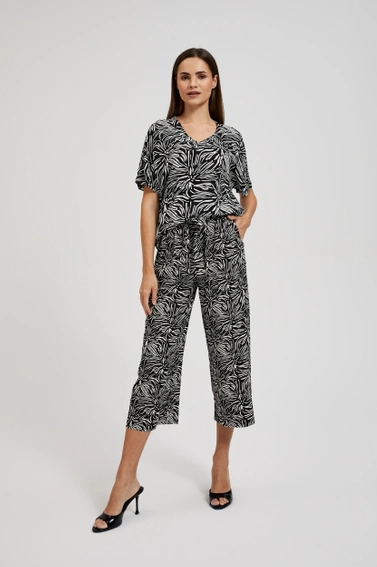 Spodnie kuloty z wzorem czarne