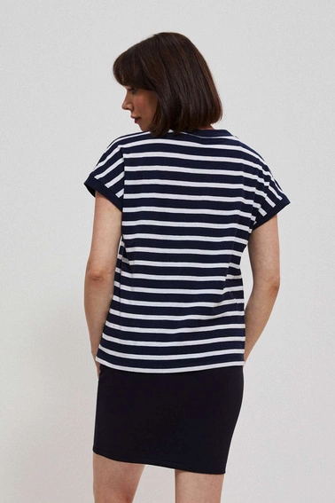 Bawełniana bluzka w paski granatowa