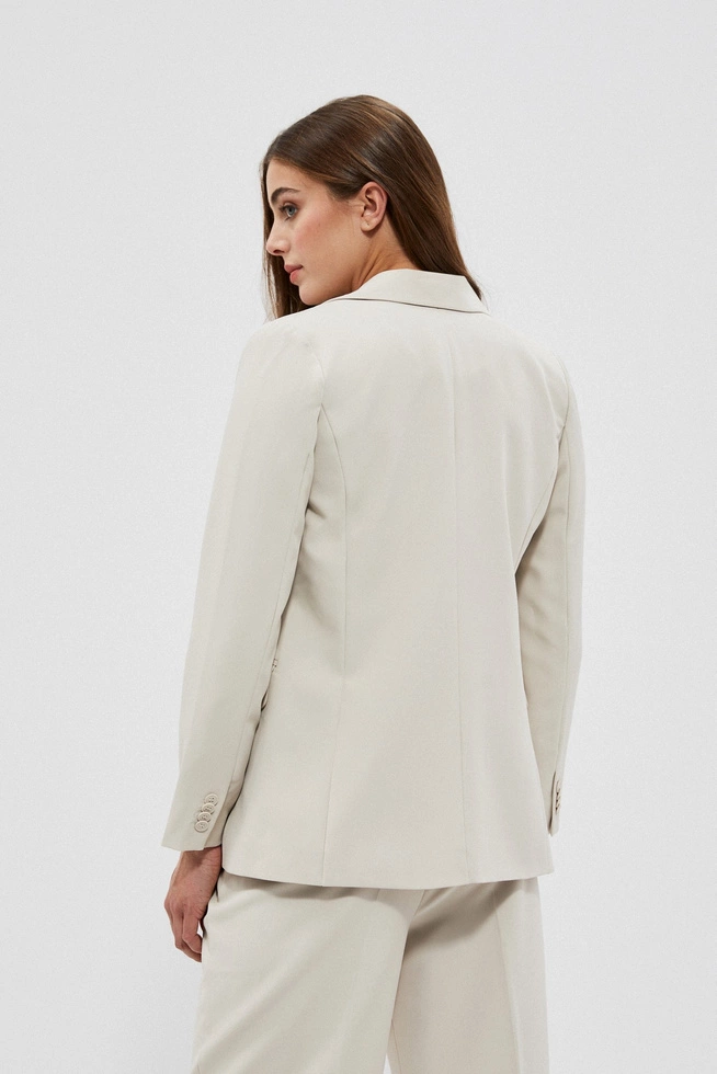 Jednorzędowa gładka marynarka piaskowa