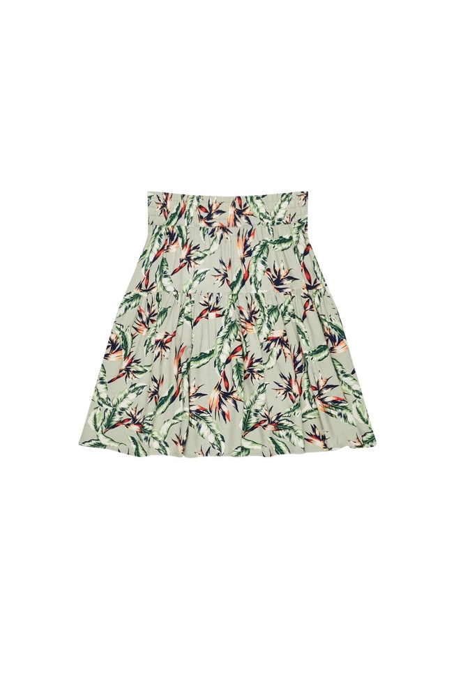 Spódnica z roślinnym printem biało czarna