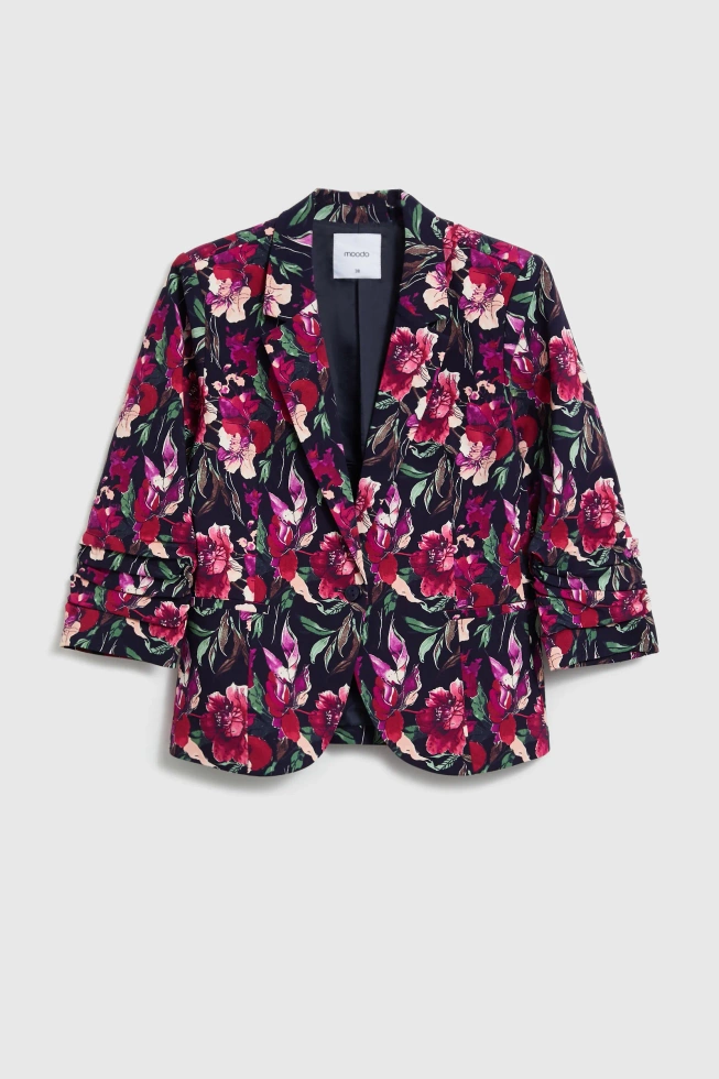 Marynarka w kwiaty granatowa