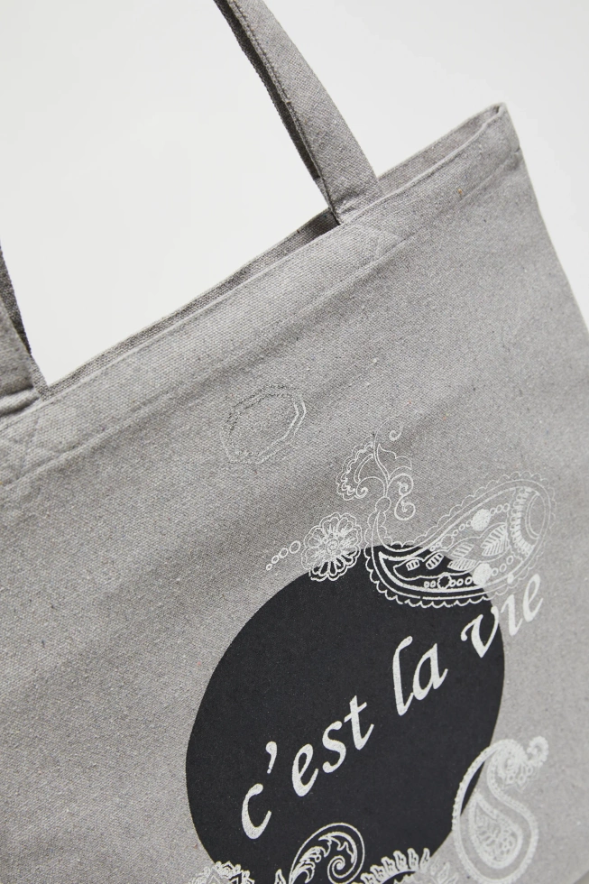 Torba shopper z nadrukiem szara