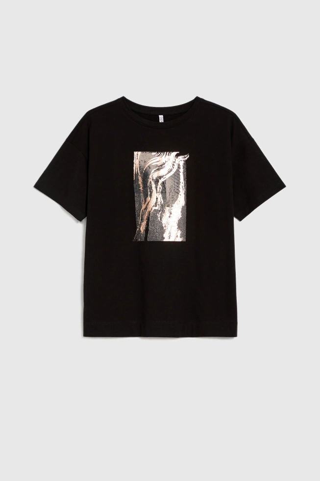 Bawełniany t-shirt z nadrukiem czarny