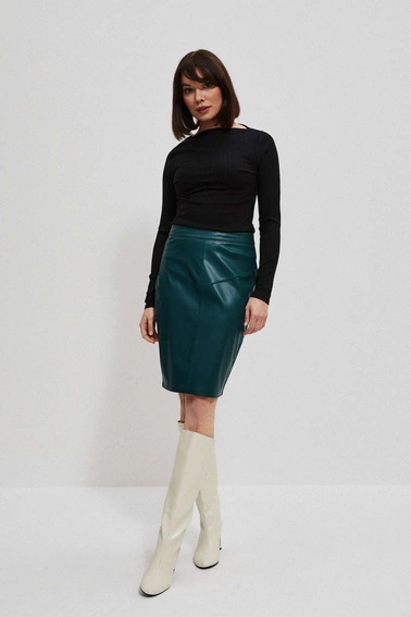 Spódnica z geometrycznym przeszyciem szmaragdowa