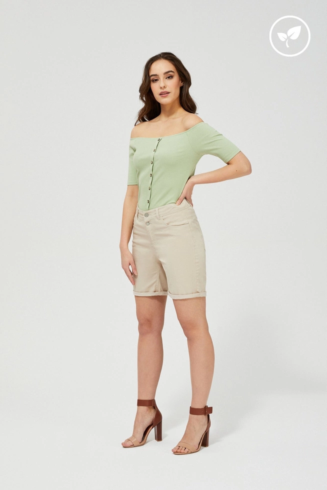 Szorty lyocell o długości do połowy uda beżowe