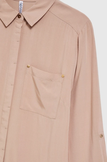 Wiskozowa koszula z kieszeniami beżowa