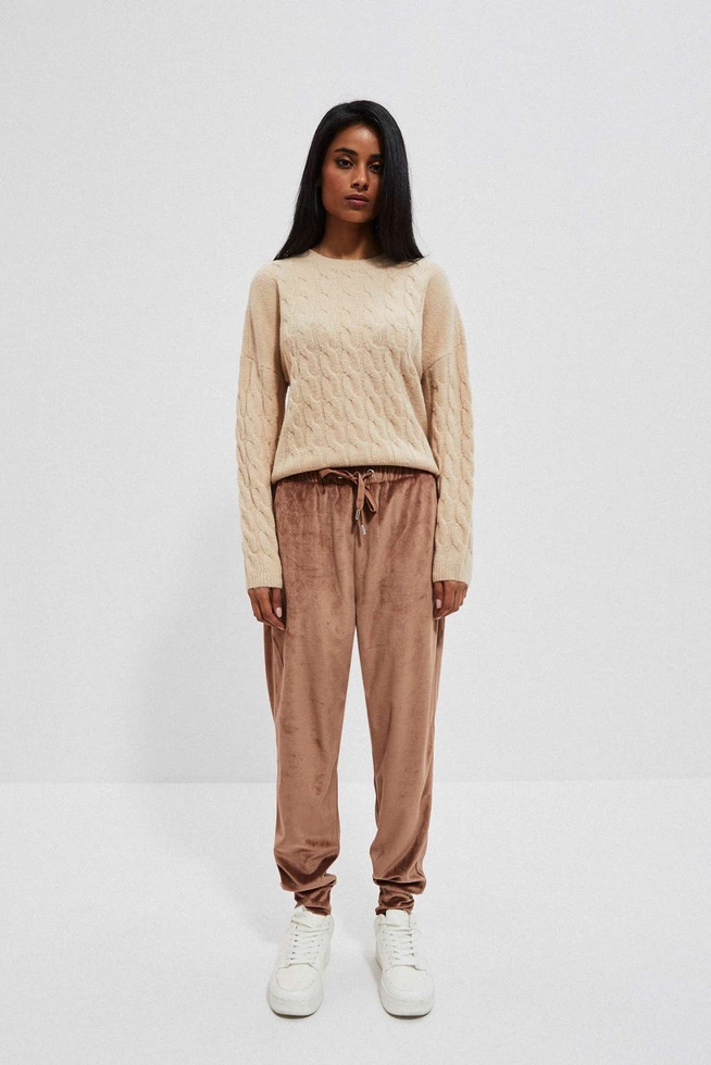 Welurowe spodnie dresowe kawowe