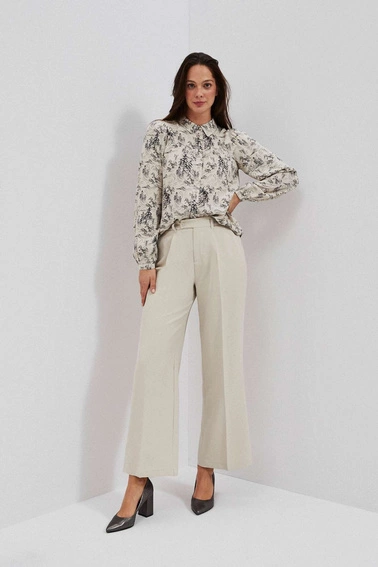 Spodnie z szerokimi nogawkami piaskowe