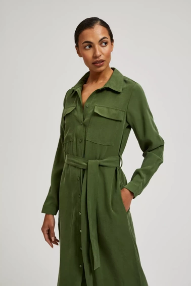 Sukienka typu szmizjerka z długimi rękawami khaki