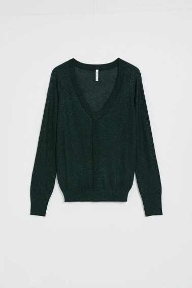 Sweter z metaliczną nitką zielony