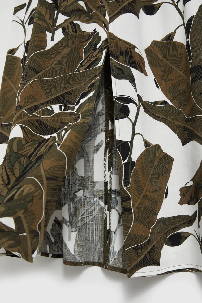 Spódnica midi z wzorem liści zielona