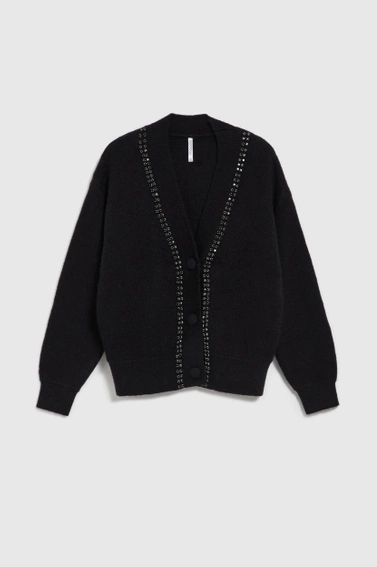Kardigan ozdobiony koralikami czarny 