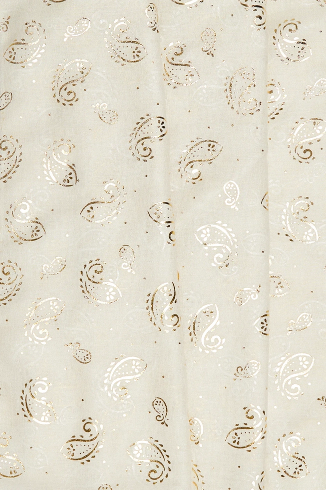 Szal ze złotym nadrukiem beżowy