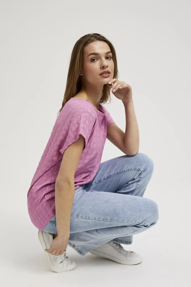 Bluzka różowa z krótkimi rękawami