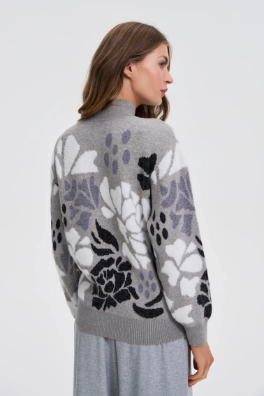 Sweter z golfem szary