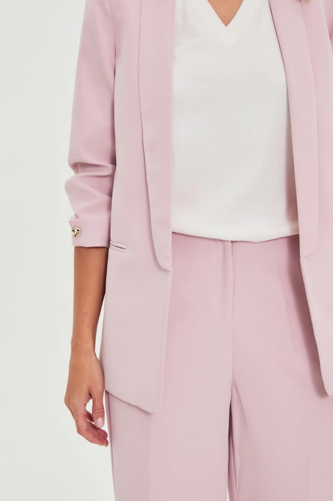 Marynarka z marszczonymi rękawami różowa