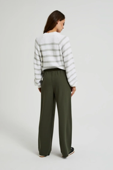 Spodnie z szerokimi nogawkami i guzikami oliwkowe