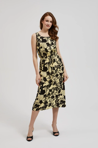 Sukienka midi w kwiaty żółta