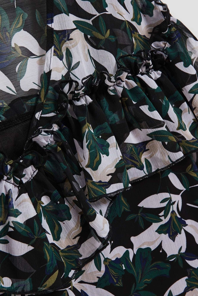 Koszula z falbanami i kwiecistym wzorem