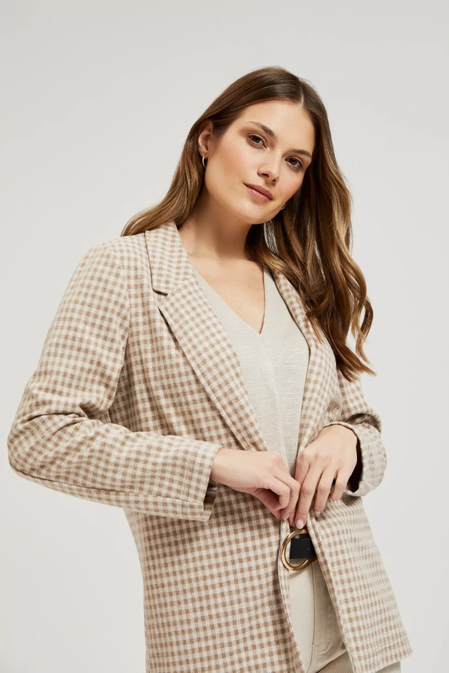 Marynarka w kratkę beżowa