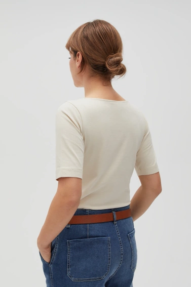 Bluzka z nadrukiem i napisem beżowa