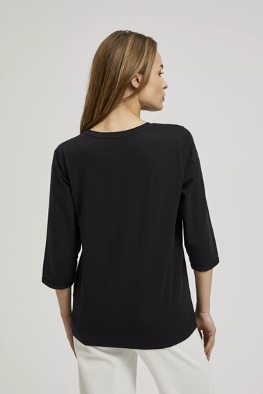 Bluzka z nadrukiem i rękawami 3/4 czarna