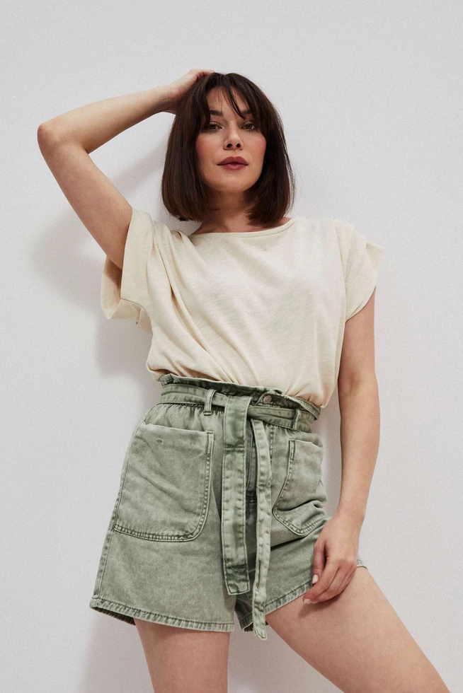 Jeansowe spodenki typu paperbag czekoladowe