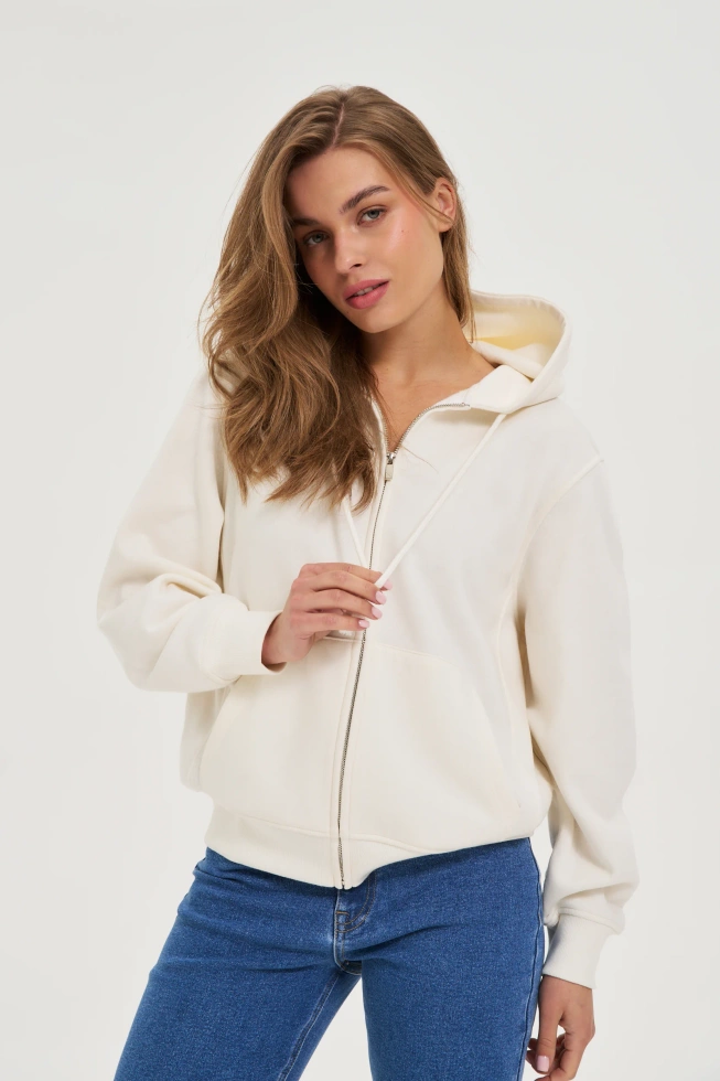 Bluza z kapturem ecru