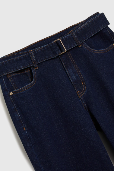 Jeansy z szerokimi nogawkami granatowe