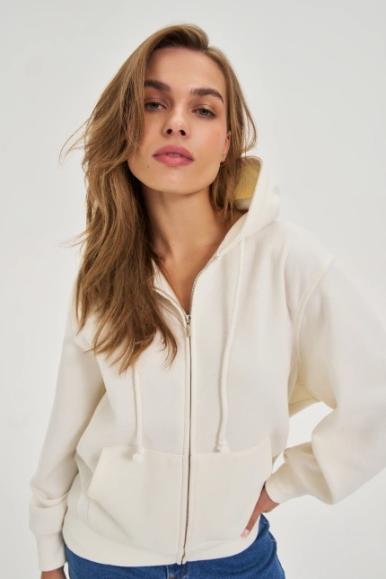 Bluza z kapturem ecru