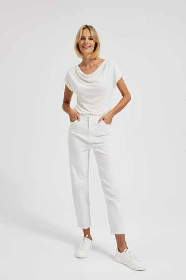 Jeansy mom fit białe