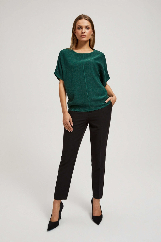 Sweter oversize z metaliczną nitką szmaragdowy