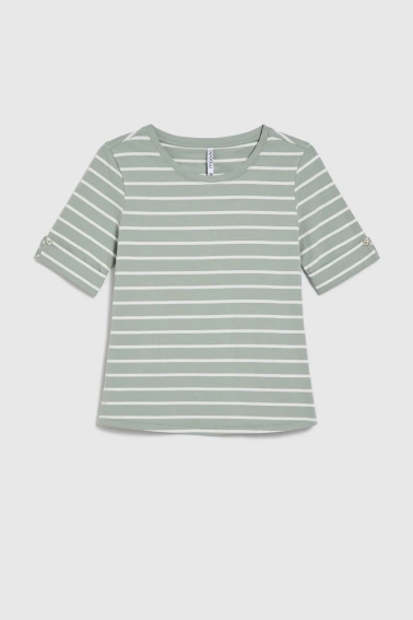 Bawełniana bluzka w paski oliwkowa