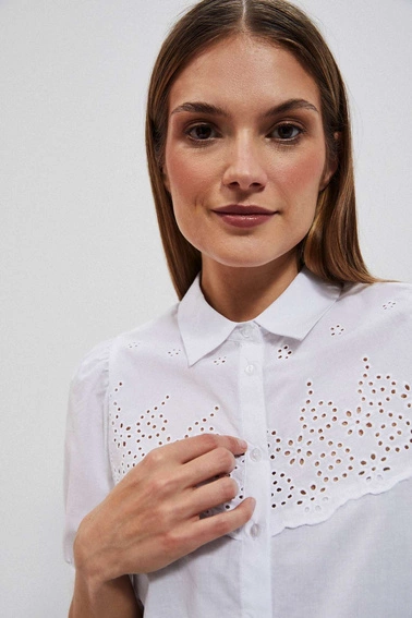 Koszula z bufiastymi rękawami zapinana na guziki biała