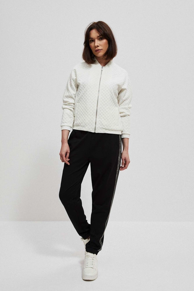 Gładkie spodnie z lampasami czarne