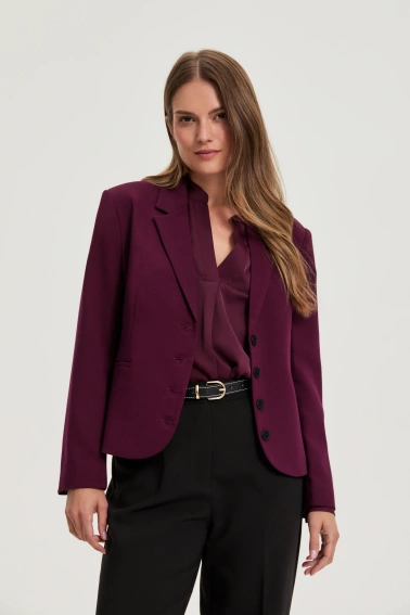 Krótka marynarka burgundowa