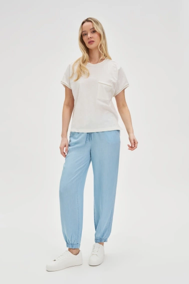 Bawełniana bluzka z kieszonką biała