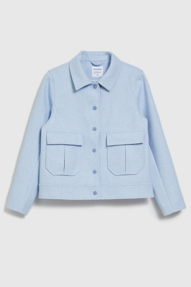 Kurtka z kołnierzem i dużymi kieszeniami błękitna