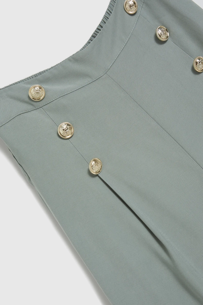 Spodnie kuloty z guzikami oliwkowe