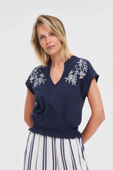 Bawełniana bluzka granatowa