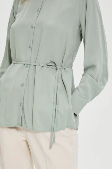 Koszula z wiązaniem oliwkowa