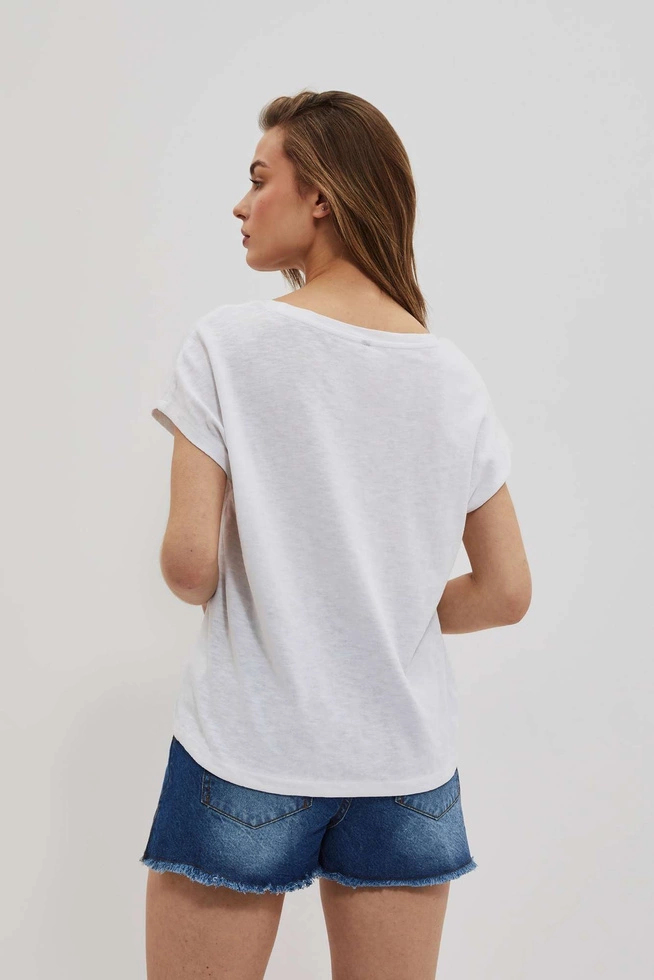 T-shirt z wiązaniem w pasie biały